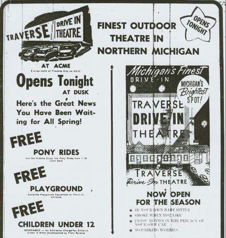 Traverse Drive-In Theatre - Newspaper Ad June 30 1950